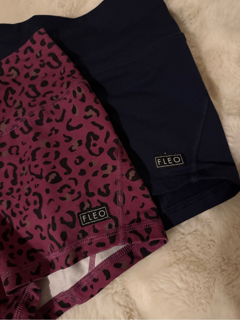 Fleo Women's Purple Leopard and Navy Bike Shorts